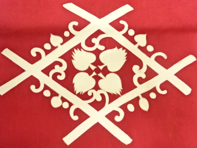 アンティーク　塩瀬菱に葉模様名古屋帯